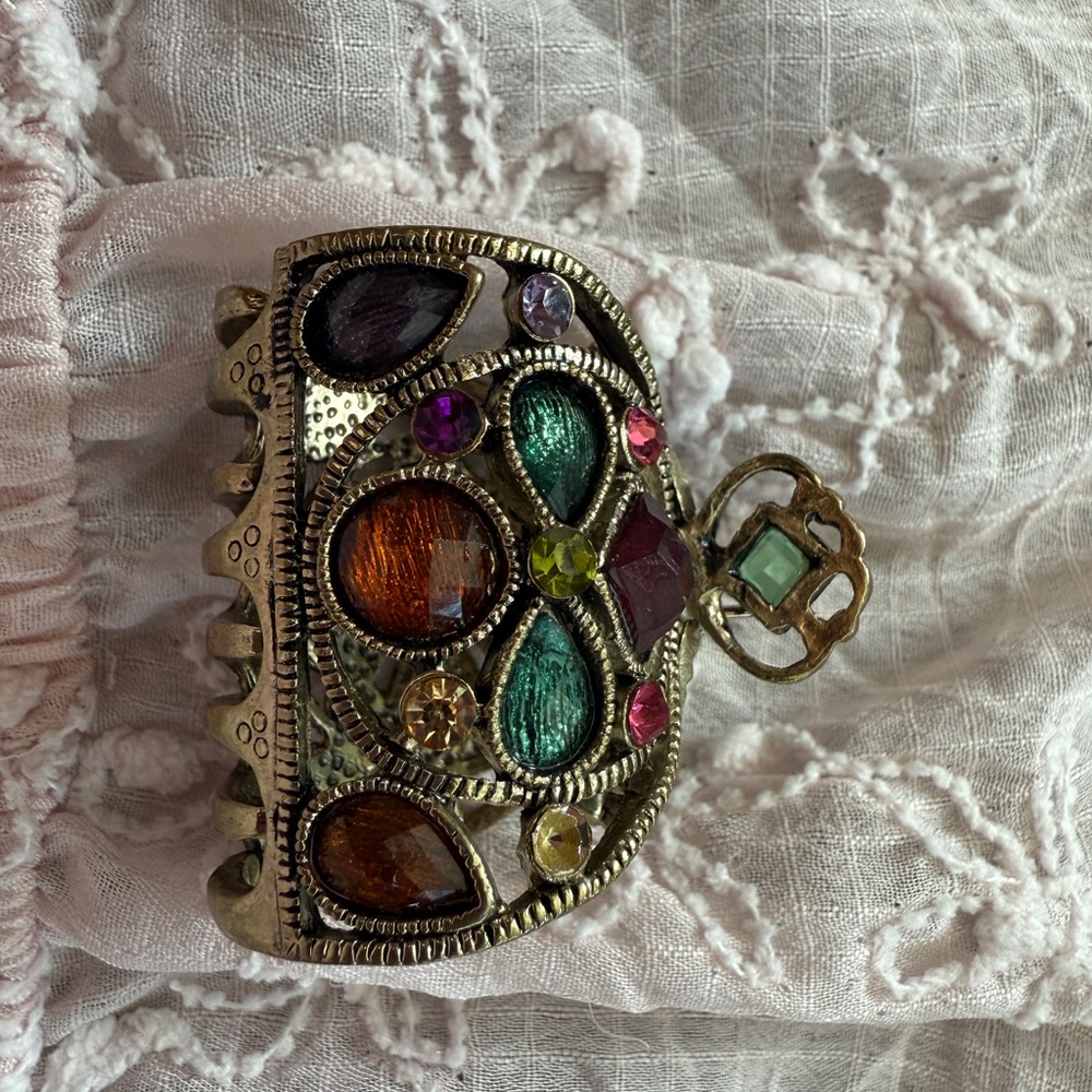 Vintage-Inspired Multicolor Gemstone Hair Clip - Picture 2 of 3